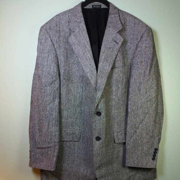 Vintage Oscar De La Renta Men's 42R 100% Silk Gray Sport Coat CEO MobBoss Luxury - Picture 1 of 8